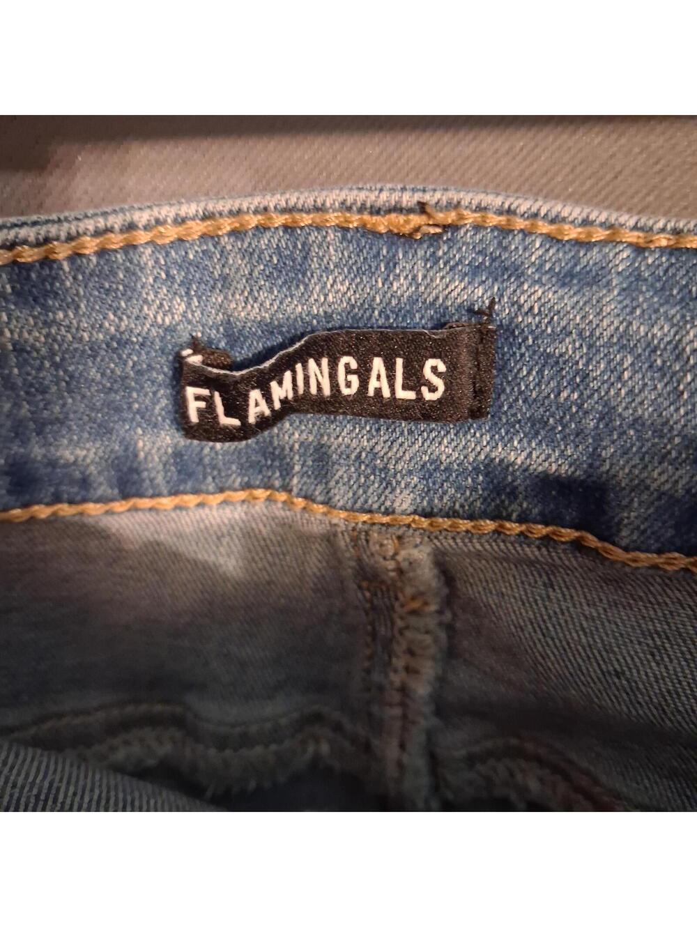 Flamingals Distressed Light Wash Denim Shorts - Picture 3 of 5